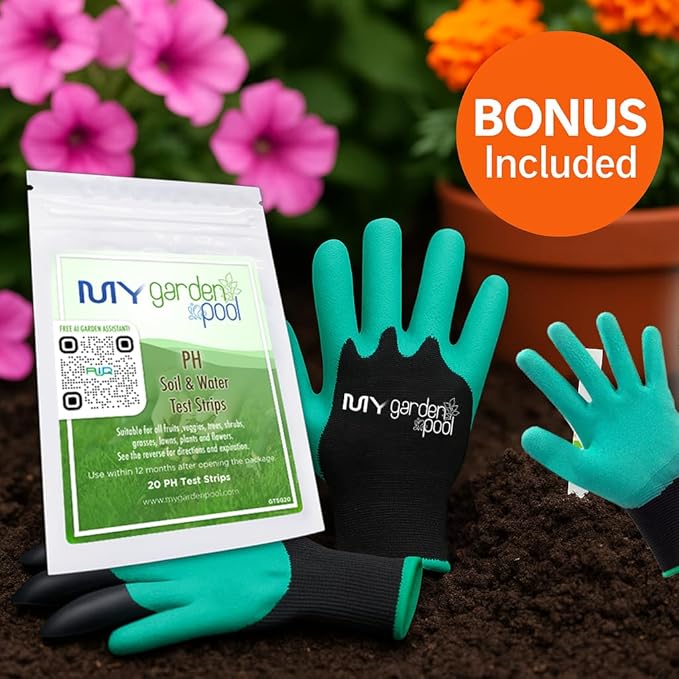 Coast of Maine MO1000 Monhegan Black Earth Lawn Soil 1 cf with My Garden Pool 7-in-1 Soil Test Strips 20 ct. and Claw Gardening Gloves