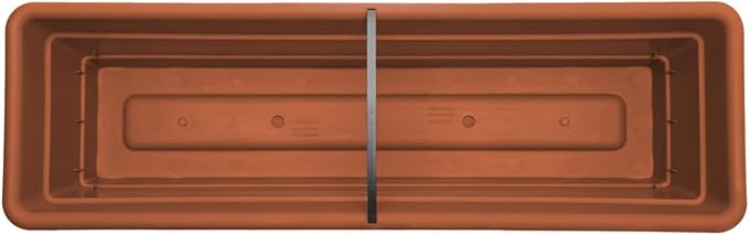 Bloem Dura Cotta Window Box Planter: 24 - Terra Cotta - with Tray Weatherproof Resin Box Removable Tray for Indoor &amp Outdoor Use Gardening 3 Gallon Capacity