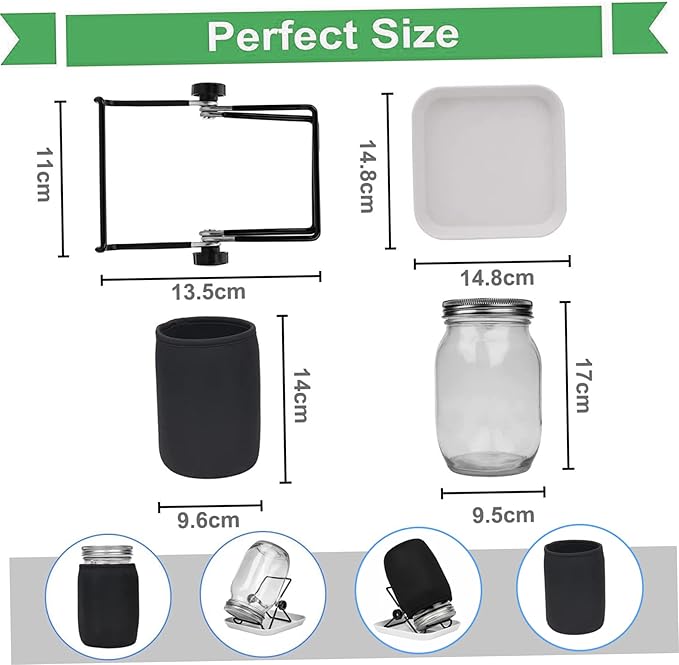 Sprouting Jars Sprouting Jar Kit Complete Seed Jar Kit with Stainless Steel Stand &amp Drip Tray Easy Home Sprout for Microgreens Beans Broccoli