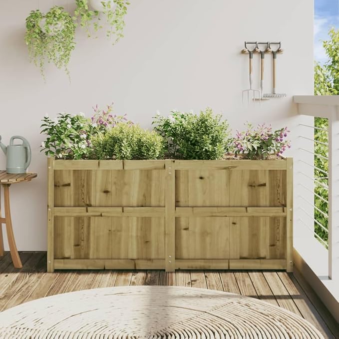 Wooden Raised Garden Bed Garden Planter Box Outdoor Wood Raised Garden Bed for Planting Plants Vegetables 59.1x19.7x27.6 Impregnated Wood Pine-258