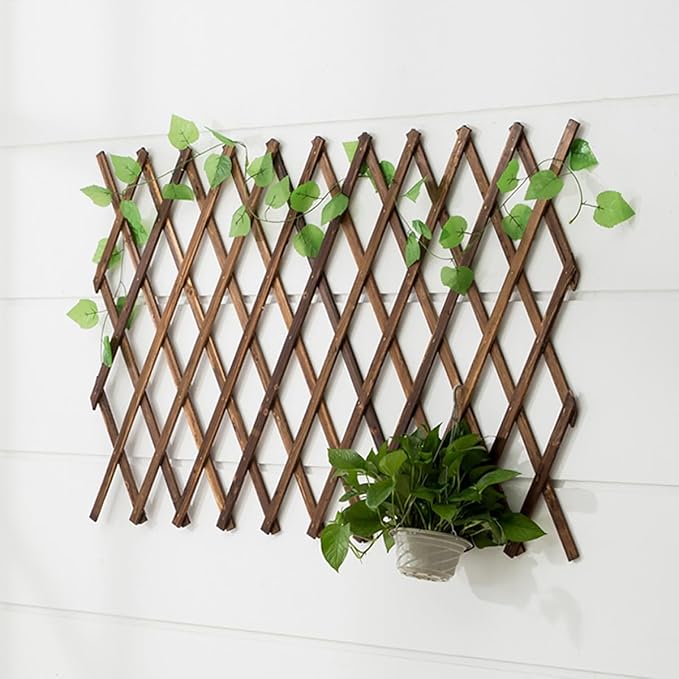 Artibetter Carbonized Anti-Corrosion Wood Climbing Support Trellis for Plants Expandable Vine Frame Bracket 44cm X 28cm 0.7cm Thick Outdoor Garden Patio Plant Climbing Structure