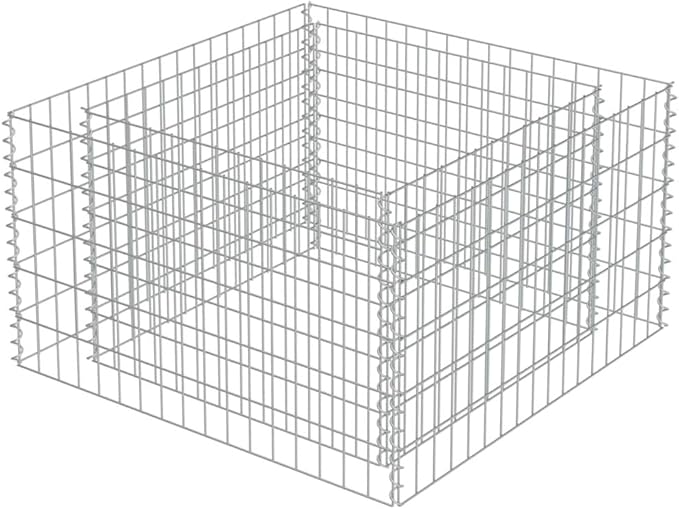 Galvanized Steel Gabion Planter Raised Bed Outdoor Garden Galvanized Steel Wire Mesh Grid Stone Wall Flower Raised Bed for Vegetables Flowers Plants 35.4x35.4x19.7