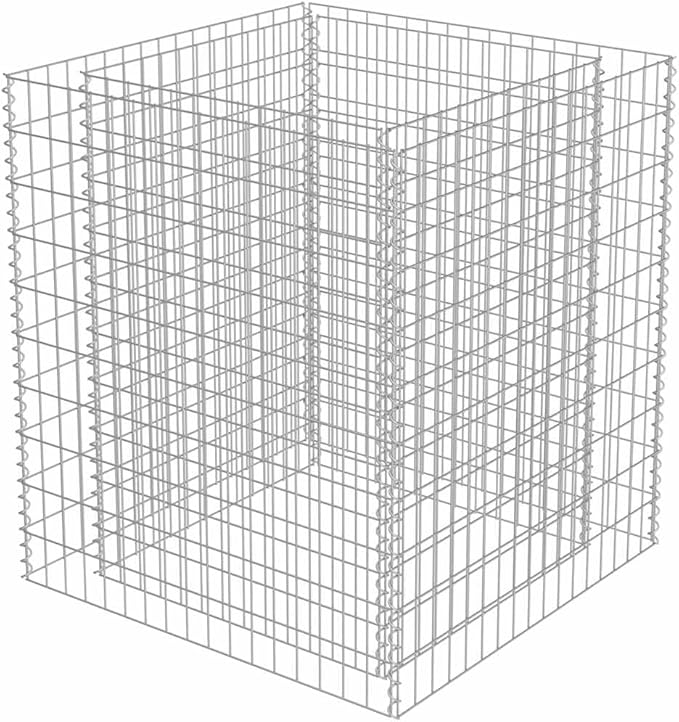 YAFF Square Gabion Raised Bed Large Metal Steel Garden Planter for Outdoor Use Silver 35.4 x 35.4 x 39.4