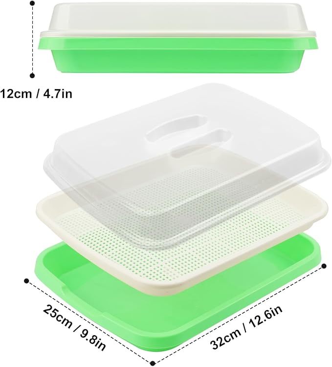 10 Pack 12.6 x 10 x 4.8 inch Microgreens Growing Trays with Lids BPA-Free Sprouting Trays Germination Tray for Beans Wheatgrass &amp Microgreens Home Kitchen &amp Garden