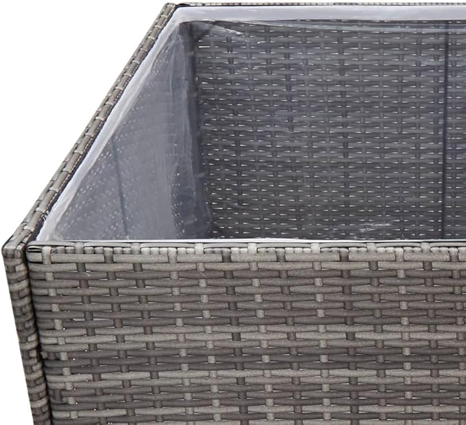 Outdoor Raised Garden Bed Planter Box Wicker Garden Planter Raised Garden Boxes for Vegetables Flowers Herbs Gray 31.5x31.5x31.5 Poly Rattan-508