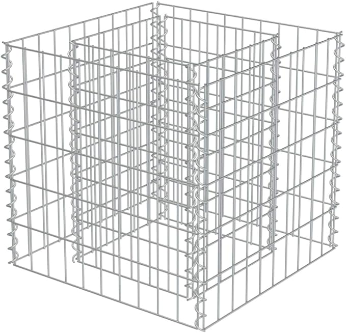 Galvanized Steel Gabion Planter for Outdoor Gardening - Metal Flower Beds Large Planting Box Heavy Duty Vegetable Growing Pots
