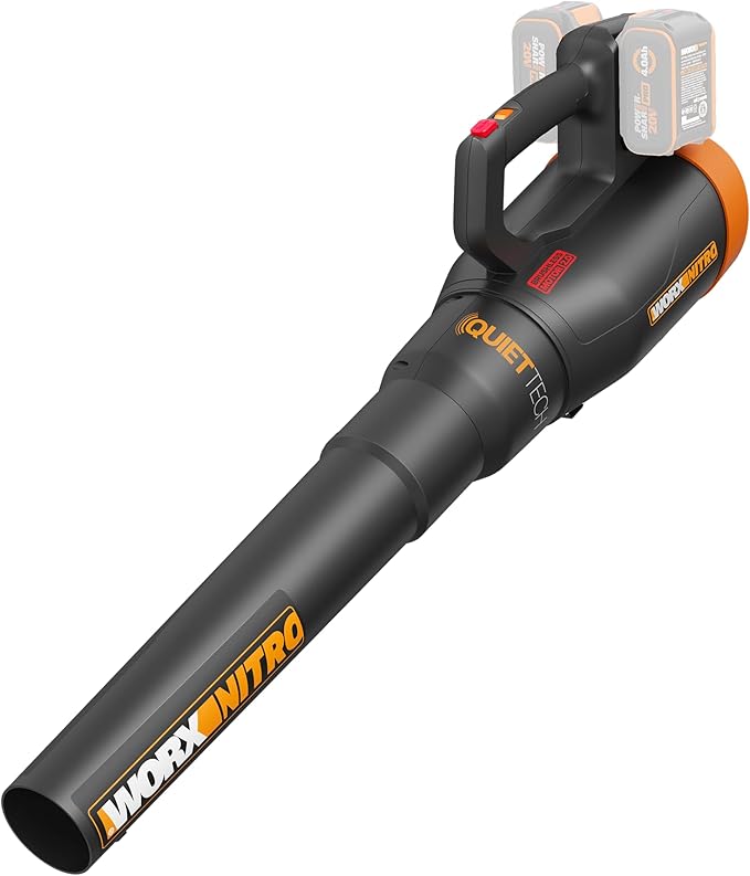 WORX Nitro Cordless Leaf Blower Quiet Electric Blower for Lawn Care with 530 CFM &amp 140 MPH Batteries &amp Charger Not Included WG581.9