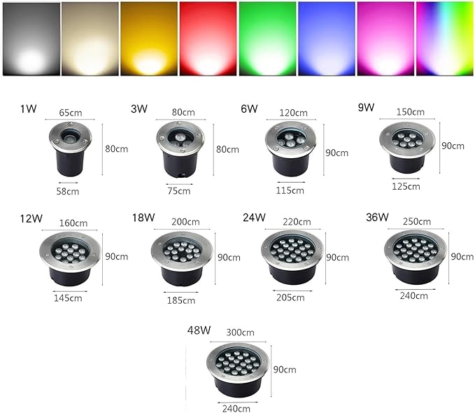 Buried Lights IP66 Waterproof Recessed Spotlight AC85-110V for Garden Pathway Patio Step Deck Landscape Lighting