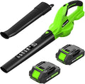 SEYVUM Leaf Blower 20V Cordless Blower with 2 x 2.0Ah Battery Electric Leaf Blowers for Lawn Care 320 CFM 150 MPH Battery Powered Leaf Blower for Patio Garden Cleaning Fast Charger Grass Green