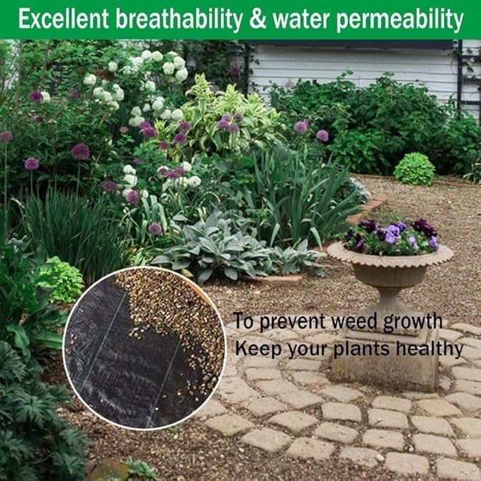 Heavy Duty Weed Barrier Fabric - U-V Stabilized Black Woven Ground Cover for Garden and Landscape1pcs(0.4mx50m)