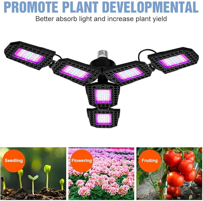 4PCS 200W Adjustable LED Full Spectrum Plant Lamp AC100-277V Deformable Hydroponic Succulent Cultivation Growth Lamping 110V Red/Blue Foldable 90° Indoor Seedling Planting Lamps UV/IR Greenhouse Tent