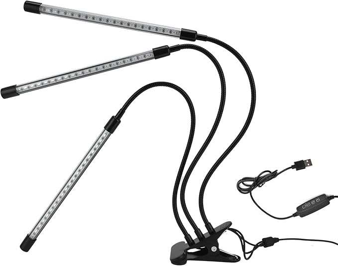 Indoor Plants Grow Device | 5V USB Powered Adjustable Gooseneck | Timing Garden Growth Lamp for Hydroponics/Horticulture/Vertical Farming | 3 Lighting Modes 360° Flexible Neck