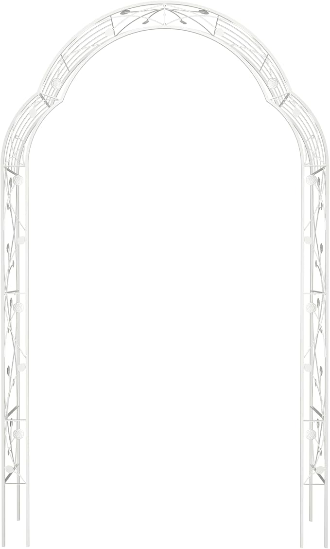 Metal Garden Arch Assemble Freely Garden Trellis Climbing Support Rose Arch Outdoor Arch Wedding Arch Party Events Archway (White)