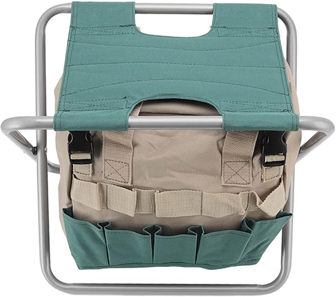 Garden Folding Stool Foldable Multipurpose Chair with Tools Storage Bag Large LIDacity for Greenhouse Fishing Camping and Travel