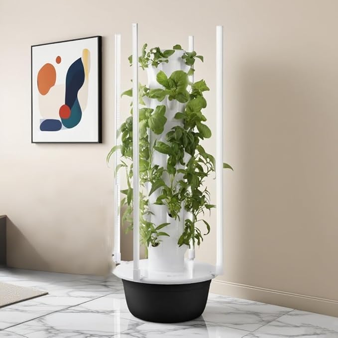 Hydroponic Grow Tower Kit Hydroponics Growing System Tower Vegetable Indoor Gardening System 20 28 36 Holes ABS 6-12 Hours Lighting for Balconies Courtyards Roofs 5楼
