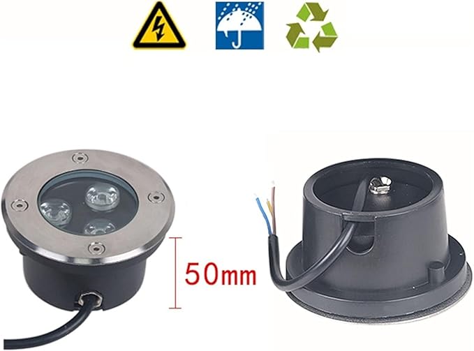 4PCS 3W Outdoor Spotlight - Underground Light LED Ultra-Thin Recessed Patio Floor Light IP67 Waterproof Landscape Lights Built-in Floor Lamp/for Outdoor/Sidewalk/GardeGreen-12V