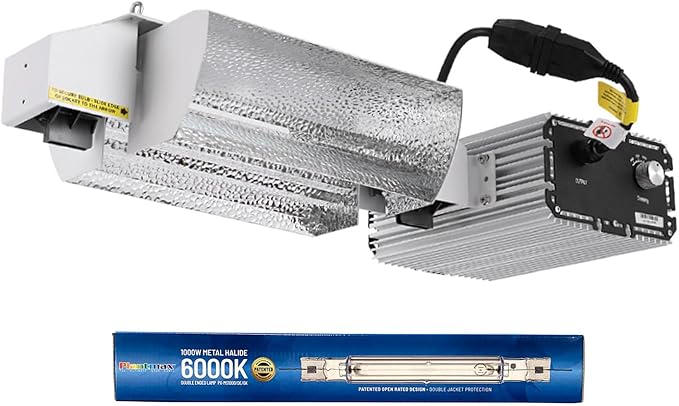 UltraGrow – Classic 1000W DE Double Ended HID Grow Light System with HID Bulb Dimmable Ballast for Indoor Growing (Classic Open Reflector &amp MH)