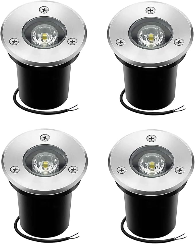 4pcs LED Beam Spotlight - 1W LED Outdoor Landscape Light IP67 Waterproof Underground Buried Lamp LED Outdoor Floor Spotlight for Driveway Deck Step Illumination Decoration ( Color : Cold Whi