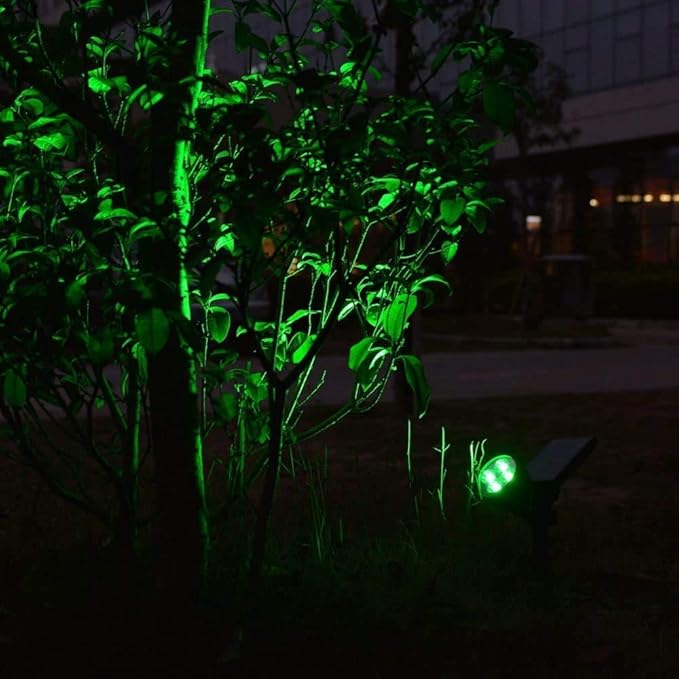 Solar Spotlights 4LED Solar Landscape Spotlights Solar Landscape Lights Waterproof 2-in-1 Multi Use Outdoor Wall Lights (Green)