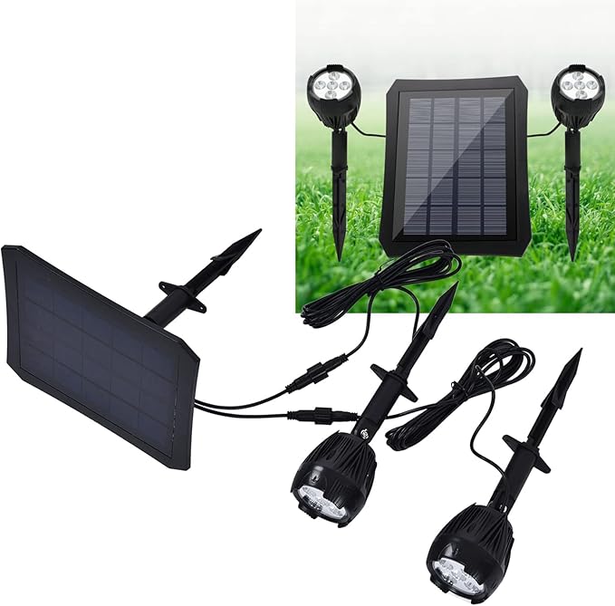 flexman 2Pcs Outdoor Solar Lights Energy Saving Simple Operation Spot Lights Outdoor Fully Enclosed Design Landscape Spotlights with Solar Panel for Outside Yard Pathway