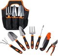 Stainless Steel Garden Tool Set with Shovel Rake Fork Root Extractor Scissors and Folding Saw