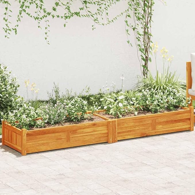 Rustic Wooden Planter Box 78.7x19.7x9.8 Acacia Raised Garden Bed Outdoor Large Rectangular Flower Herb Vegetable Bed for Patio Balcony Deck