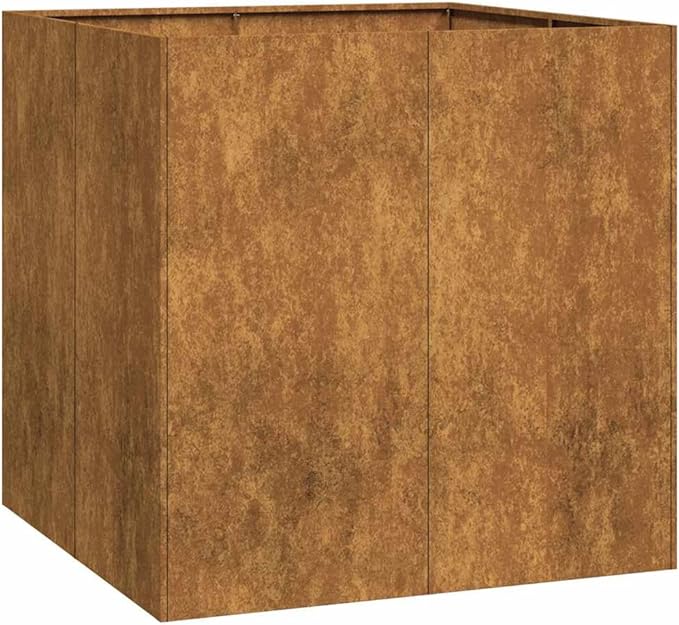 Weathering Steel Square Planter 31.5x31.5x31.5 Inch Metal Garden Bed Outdoor Rustic Finish Large Raised Planter Box for Patio Terrace