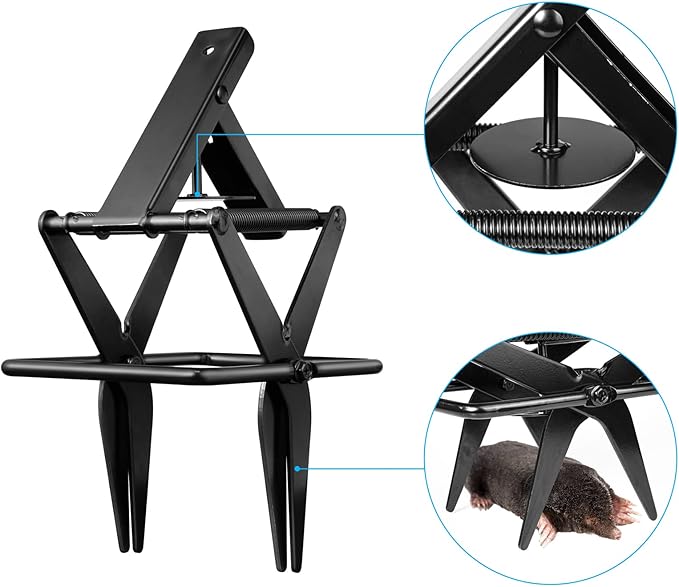 2 Pack Mole Trap Mole Traps that Kill BestMole Killer Easy to Set Mole Traps for LawnsMole Trap Scissor Metal Gopher Trap Large (Black)