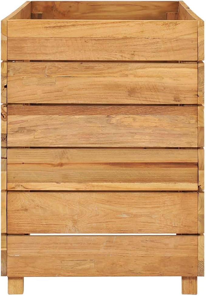 Raised Garden Bed Wooden Raised Bed Raised Garden Planter Box for Vegetables Flower Herb Gardening 39.4 x 15.7 x 21.7 Recycled Teak and Steel