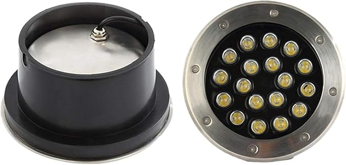 Ground Lights Underground Light Embedded Underwater Spotlight Stainless Steel IP68 Waterproof Landscape Lighting Underwater Pond Spotlight(Green18W) (Warm White 18W)