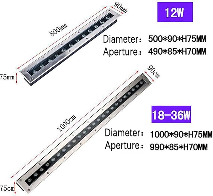 Led Spot Lights - Outdoor Buried Lights Ultra-Thin Recessed Patio Floor Light IP67 Waterproof Decorate Long Strip Landscape Lights for Outdoor Sidewalk GarWarm White-36w