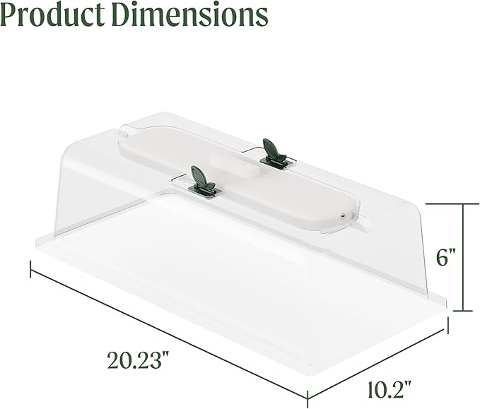 Vego garden Seedling Dome Cover 10 x 20 Food-Grade PET Plastic with Drip Irrigation &amp Vented Airflow with Grow Light