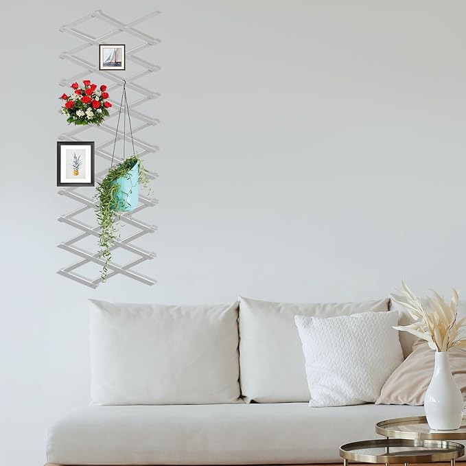 SUPVOX Wooden Retractable Plant Climbing Fence Wall Panel Expandable Decorative Garden Trellis for Indoor and Outdoor Yard White Corrosion-Resistant Solid Wood Wall-Mounted Vine