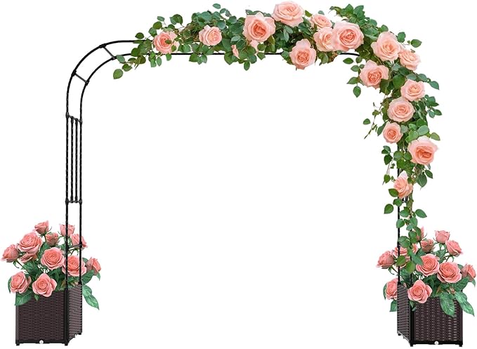 Garden Arch Trellis - 126(L) * 95(H) inch Raised Garden Bed with Trellis Suitable for Garden Balcony Terrace Decoration Black