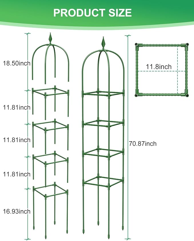 Garden Trellis for Climbing Plants Outdoor &amp Indoor - 6Ft Tall Rustproof Plant Support Cage for Vines Flowers Vegetables Roses | Heavy-Duty Adjustable &amp Decorative (3)