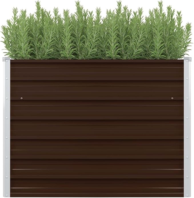 Galvanized Steel Raised Garden Bed Medium Size Galvanized Brown for Patio Garden and Welded Fence Landscape Fencing Great Bed for Growing Herbs
