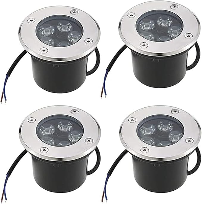 4PCS LED Outdoor Spotlight Ground Landscape Lights IP67 Waterproof Waterproof Recessed Floor Spotlights 5W Buried Yard Floodlight for Garden Yard Construction(Green Light5W(DC12v))
