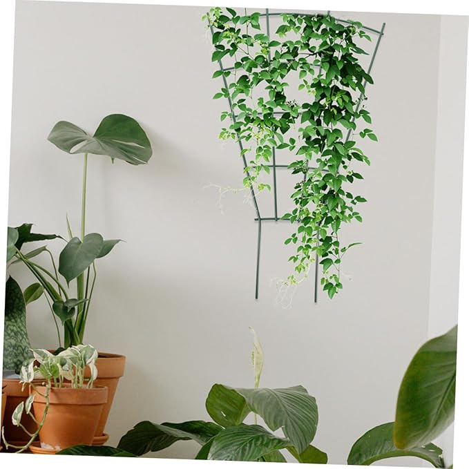 Toyvian 3pcs Small Metal Trellis for Indoor Climbing Plants Plant Support Easy to Install Elegant Design for Home and Garden Use Green