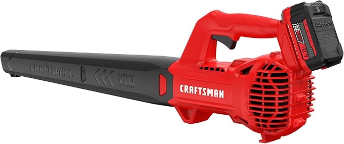 CRAFTSMAN V20 Leaf Blower Cordless with 4.0 Ah Battery and Charger 90 MPH 200 CFM Integrated Scraper Lightweight Easy Operation Handheld Blowers for Lawn Care (CMCBL710M1)