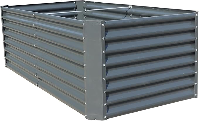 findmall 6x3x2Ft Raised Garden Bed Gray Volume 269 Gallons Electro Galvanized Steel Sheet Flower Box for Flowers and Greenery Gardening Planting Vegetable Cultivatio
