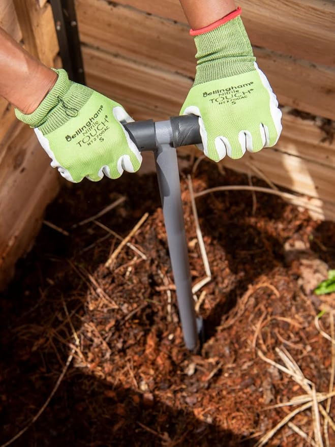 Gardener's Supply Company Double-up Compost Aerator Tool - Durable Steel with Rubber Handle for Easy Turning &amp Mixing Outdoor Compost Bin