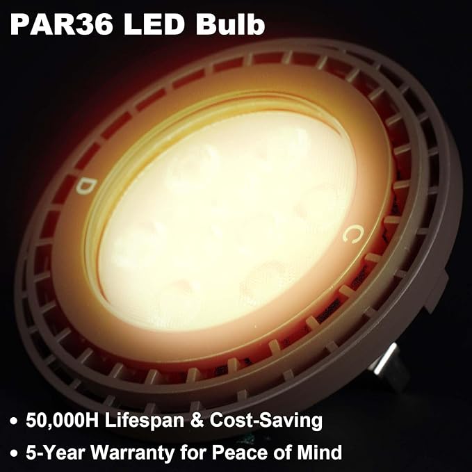 PAR36 LED Landscape Bulb Dimmable Waterproof PAR36 LED Bulb 7W/11W/15W Magnetic Touch Dimming 12V Landscape Lights 2700-3000K 40° Outdoor Spotlight for Outdoor Landscape Lighting 1 Pack