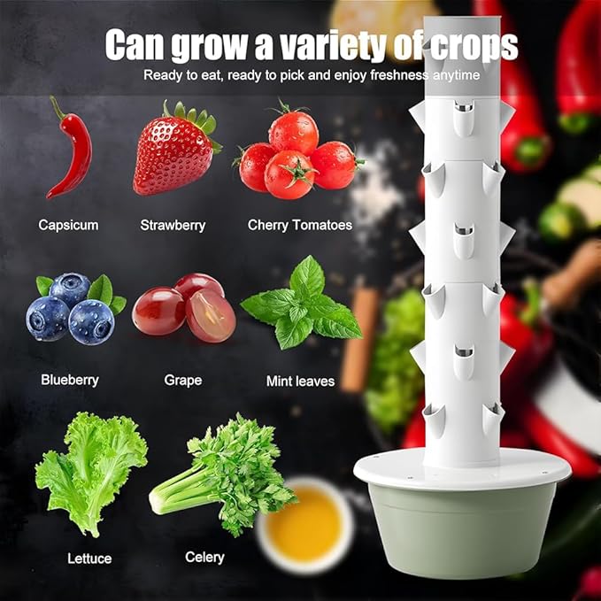 Indoor Gardening Hydroponic Growing System Garden Vertical Growing System Kit with Grow Light Vertical Hydroponic Garden Tower for Herbs Fruits and Vegetables20pods