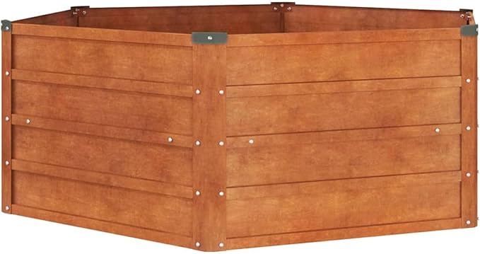Raised Garden Bed Rust 129 x 129 x 45 cm Corten Steel Raised Garden Bed in Metal Outdoor Plant Holder for Flowers and Herbs