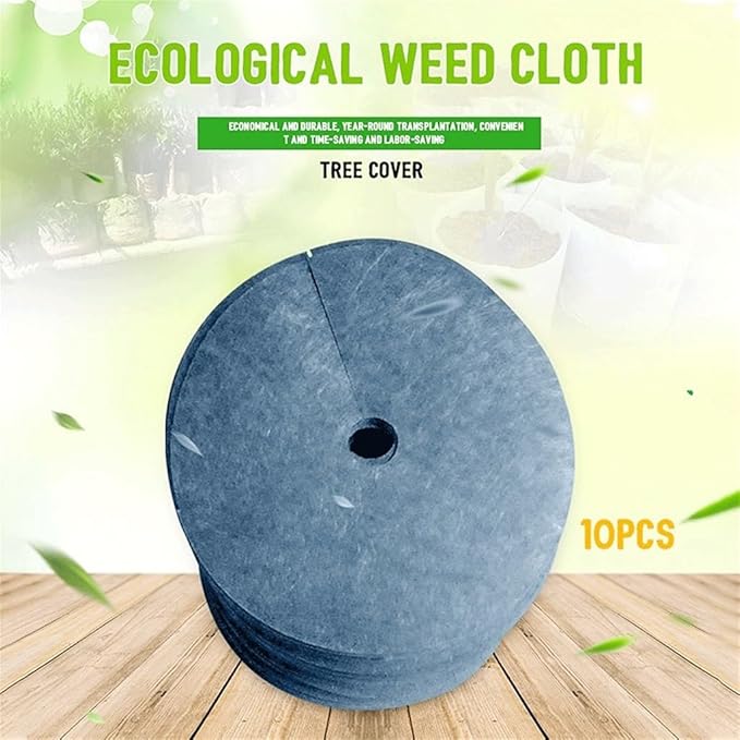 10pcs Moisturizing Mulch Weed Control Fabric for Tree Outdoor Garden Degradable Barrier Mat Non Woven Block Round Ground Cover (Size : 25x3cm)