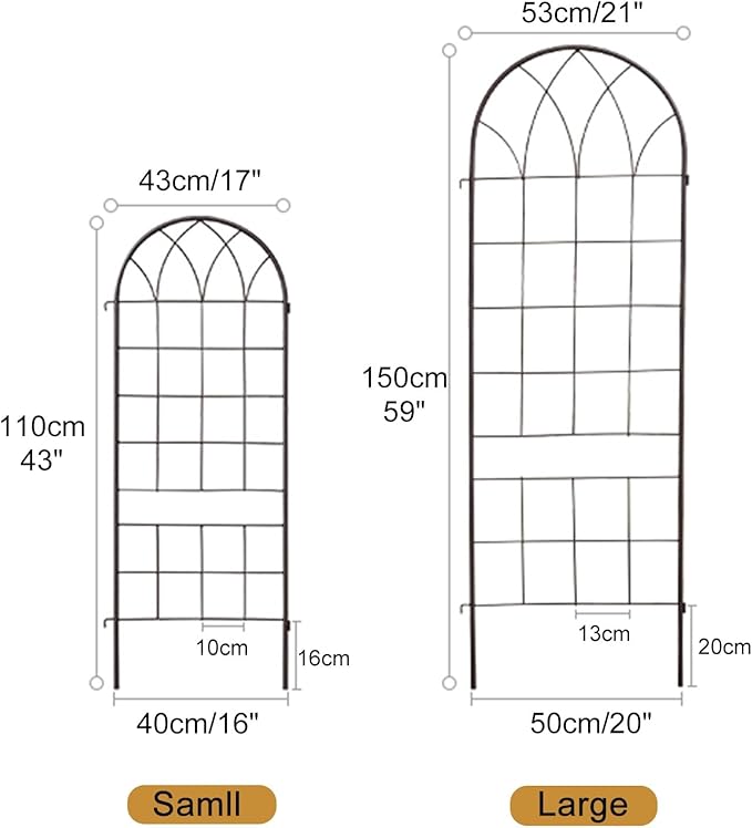 Iron Garden Trellis for Climbing Plants Rustproof Plant Climbing Support Lattice Iron Pipe Support Wall Tall Plant Trellis Fence for Ivy Vines Rose Clematis (Color : One Size : L)