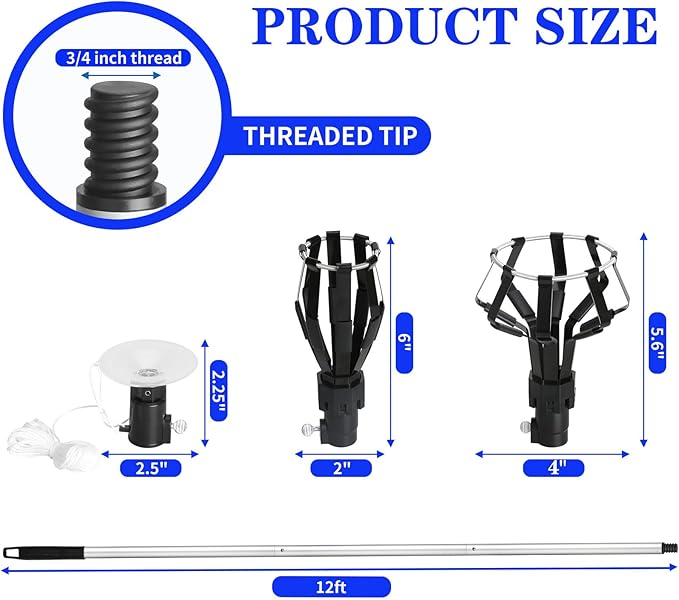 12 FT Light Bulb Changer for High Ceilings Light Bulb Pole Changer for High Ceilings Light Bulb Changer with Baskets and Suction Cup Light Bulb Removal Tool for Household