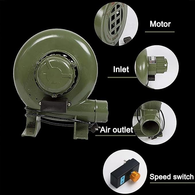 110V/220V Mini Blacksmith Forges Blower Centrifugal Barbecues Blower Electric Blacksmith Forge Blower Bounce House Blower Coal Forge Air Blower Cooking BBQ Air Blower with Governor(80W)