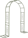 Outvita Garden Arch Trellis with Base Heavy Duty Metal Arbour Archway for Climbing Plants Outdoor Wedding Ceremony Party Patio Decor Olive Green