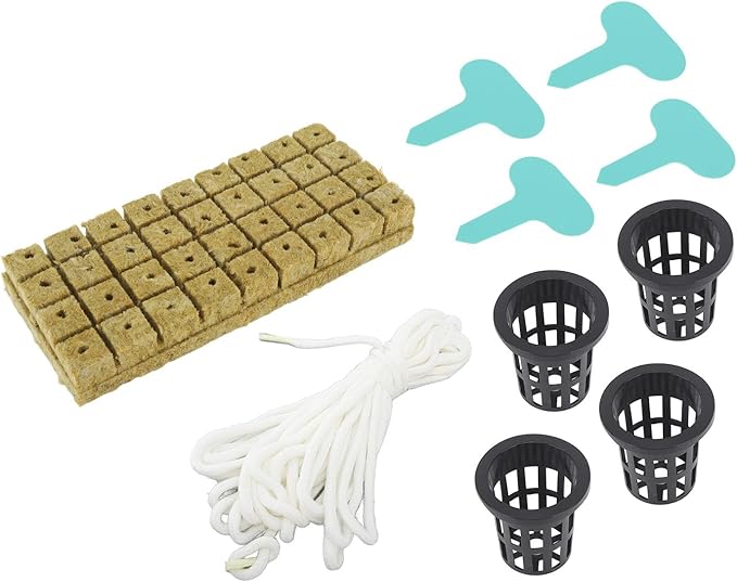 JTLB 72 Set 1 Inch Rockwool Cubes with 2 Inch Net Pots for Hydroponics Growing System Good Water Absorption Hydroponics Mesh Net Cup Kit for Home